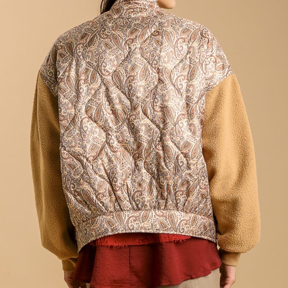 Umgee Paisley Sherpa Sleeve Jacket | NWT | Boho Cozy | Sizes S M L - Picture 2 of 6